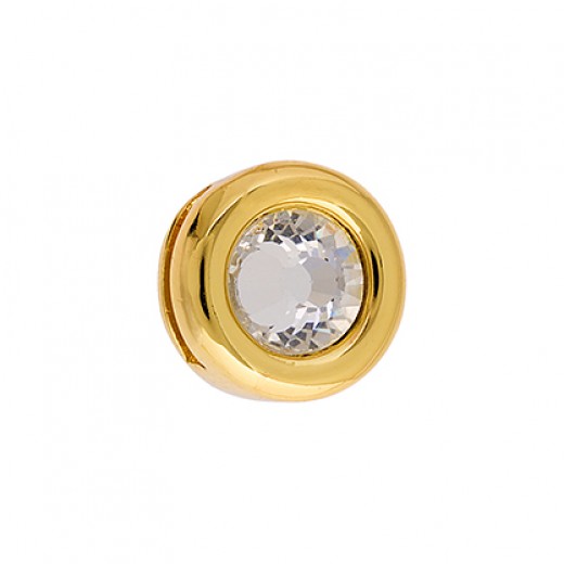 13mm Gold Slider with Crystal, 1pc