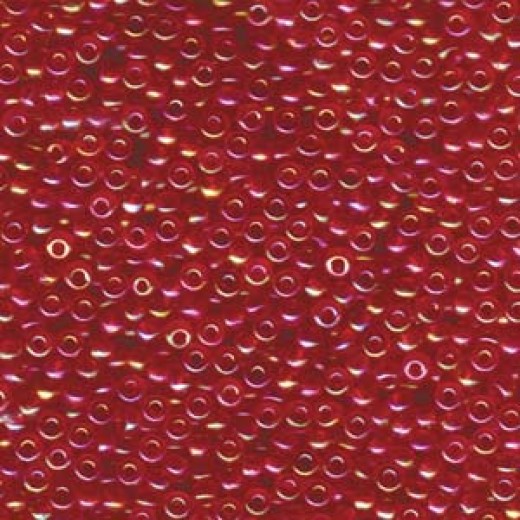 Transparent Dark Red AB Miyuki Size 8/0 seed beads, Colour 254D, 250gm