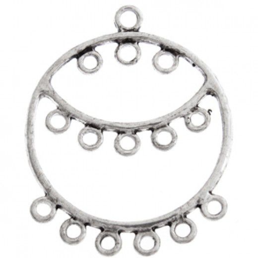 Chandelier Earring 35x33mm, 14 Rings Silver Colour, 1 Pair