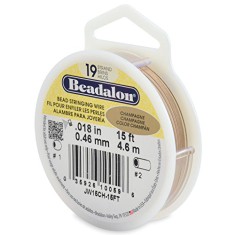 Champagne, 0.18" / 0.46mm, 30ft Reel Beadalon 19 Strand Beading Wire, JW15CH-0