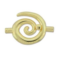 Small Glue In Toggle Swirl, Gold Plated, 3.2mm I.D, Pack of 2