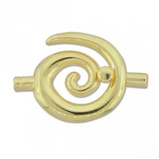Small Glue In Toggle Swirl, Gold Plated, 3.2mm I.D, Pack of 2