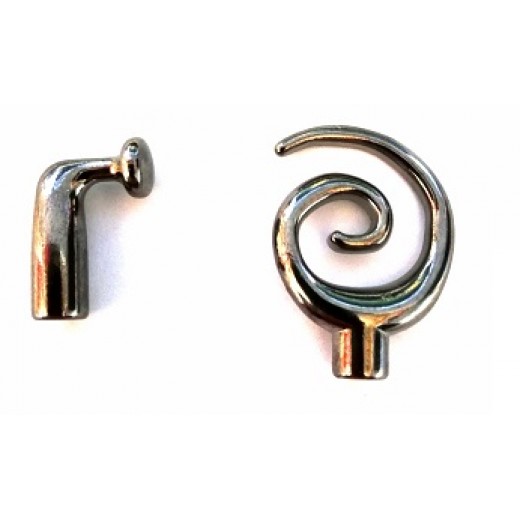 Small Glue In Toggle Swirl, Black, 3.2mm I.D, wholesale pack of 12