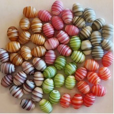Matte Glass Swirl Beads, Oval Beads Bundle