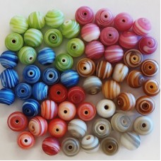 Matte Glass Swirl Beads, Round Beads Bundle