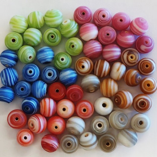 Matte Glass Swirl Beads, Round Beads Bundle