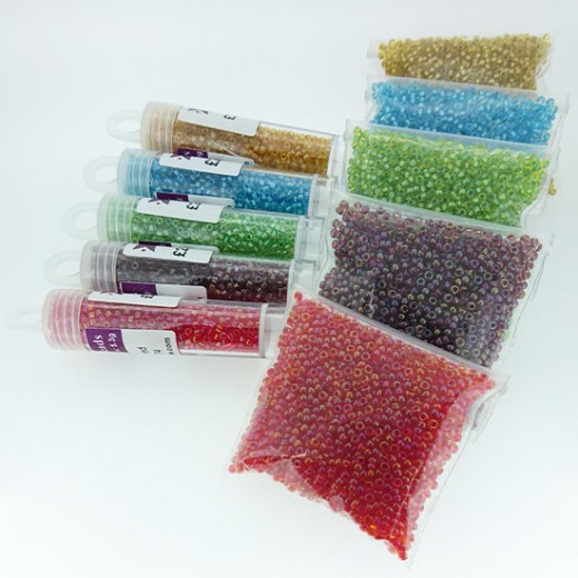Fancy-Lined 11/0 Delicas and Seed Beads Bundle - Morning Brights Collection
