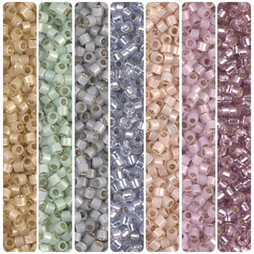Miyuki 11/0 Delica Soft Vintage Pastel Silverlined Bundle