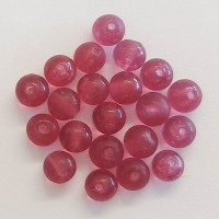 6mm Round Indian Glass Beads, Frosted Pink, Pack of 20