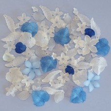 Lucite Flower and Leaf Mix - Cornflower Blues