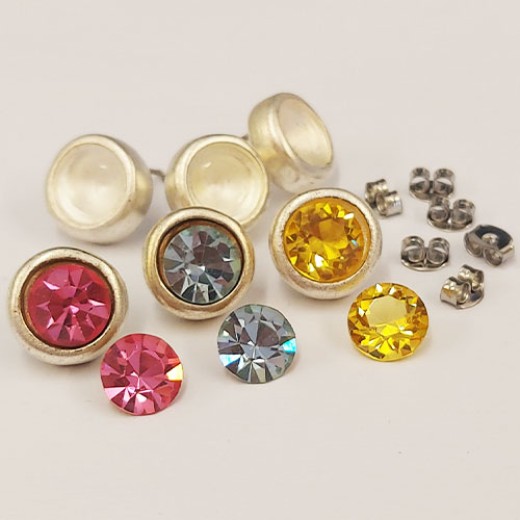 Crystal Chaton Stud Earring Sets, Make 3 Pairs!