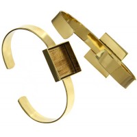 100% Brass Bezel Handmade Bracelet Cuff Square 21x4mm