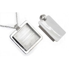 Silver Handmade Bezel, Square Pendant, 32.5 x 6.5mm