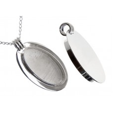 Silver Handmade Bezel, Oval Pendant, 38 x 19mm