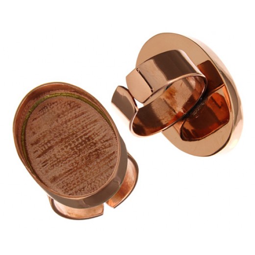 100% Copper Handmade Bezel, Oval Ring, 30 x 20mm