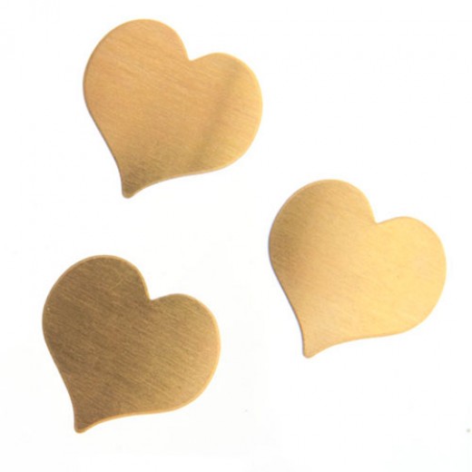 24ga Brass Heart, 22mm, Pack of 4