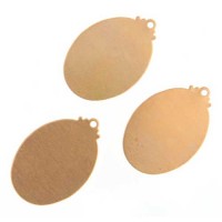 24ga Brass Oval Pendant, 32 x 22mm, Pack of 4