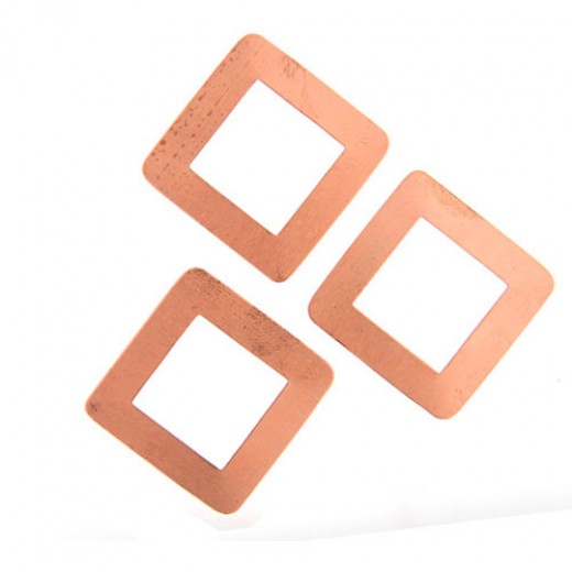 24ga Copper Square Washer stamping blank, 30mm,