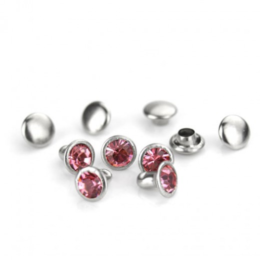 ImpressArt Light Pink Czech Crystal Rivets, 6mm, 10 pieces (5 Sets)