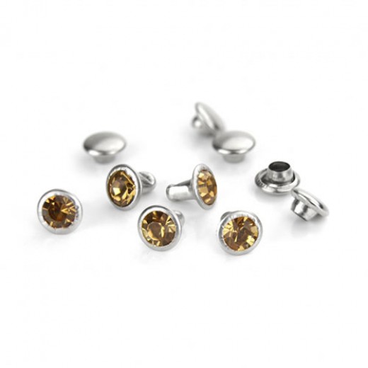 ImpressArt Light Topaz Czech Crystal Rivets, 6mm, 10 pieces (5 Sets)