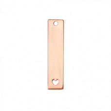 Rose Gold Plated Pewter Rectangle with Heart, 1 3/8 x 5/16"