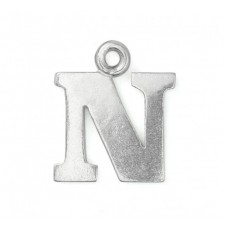 Letter Charm N, Pewter, 3/4" (19mm)