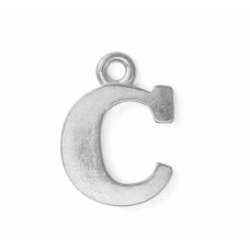 Letter Charm C, Pewter, 3/4" (19mm)