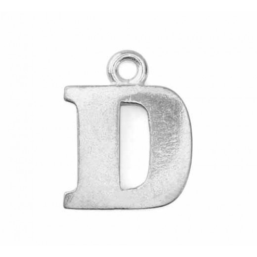 Letter Charm D, Pewter, 3/4" (19mm)