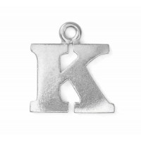 Letter Charm K, Pewter, 3/4" (19mm)