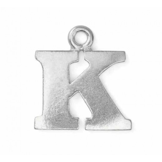 Letter Charm K, Pewter, 3/4" (19mm)