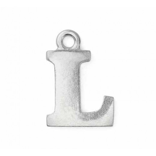 Letter Charm L, Pewter, 3/4" (19mm)