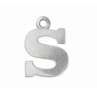 Letter Charm S, Pewter, 3/4" (19mm)