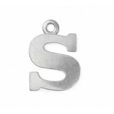 Letter Charm S, Pewter, 3/4" (19mm)