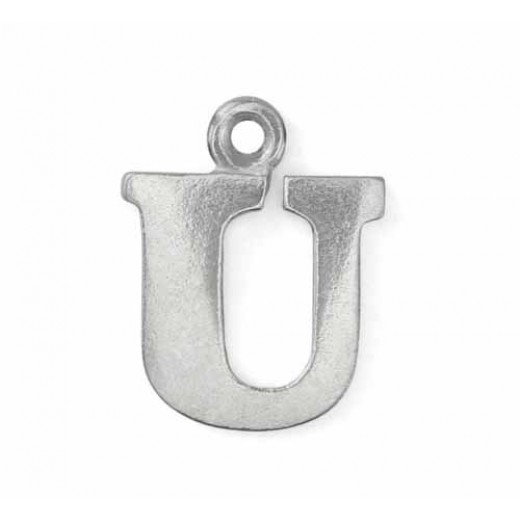 Letter Charm U, Pewter, 3/4" (19mm)