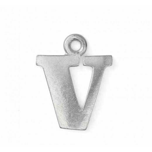 Letter Charm V, Pewter, 3/4" (19mm)