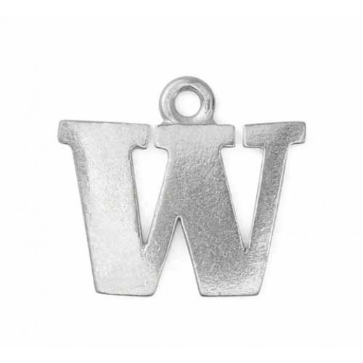 Letter Charm W, Pewter, 3/4" (19mm)