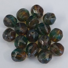 One Off Wonder - Vintage Style Faceted Emerald & Brown Glass Beads