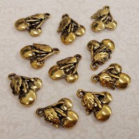 One Off Wonder - A Bunch Of (Gold) Cherries x10 Charms