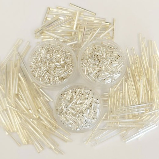 'Ice and Sparkly'  Crystal Silver Lined Preciosa Bugle Collection