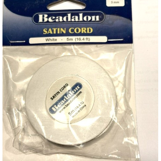 3mm Satin Cord, Approx 5m, White