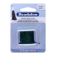 Metallic Green on Black Cotton Tassel Cord, 20m reel 