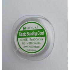 Miyuki 0.6 - 0.8mm diameter elastic beading cord, 5m reel 