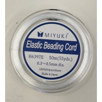 Miyuki 0.3 - 0.5mm diameter elastic beading cord, 50m reel 