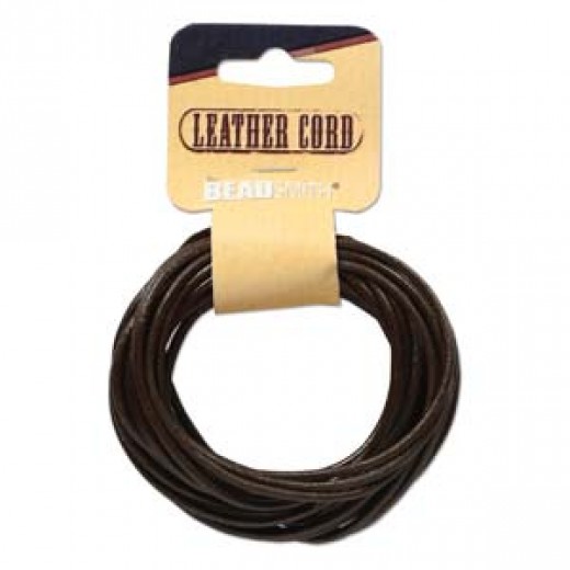 Genuine Leather Cord  3mm Round Brown 5yds