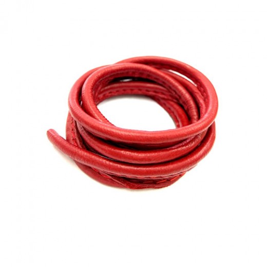 3 x 10mm Nappa Leather, Red, 1 Metre