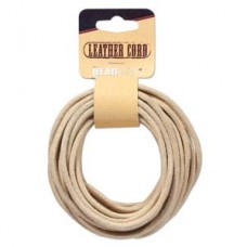 Genuine Leather Cord  3mm Round Natural 5yds