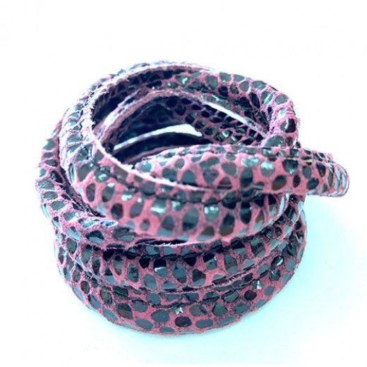 5 x 10mm Nappa Leather, Purple Snakeskin, 1 Metre