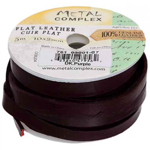 Dark Purple 10x2mm Leather, 5 Metre Reel
