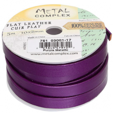 Purple Metallic 10x2mm Leather, 3 Metre Reel