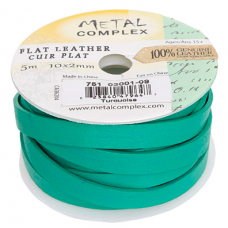 Turquoise 10x2mm Leather, 5 Metre Reel